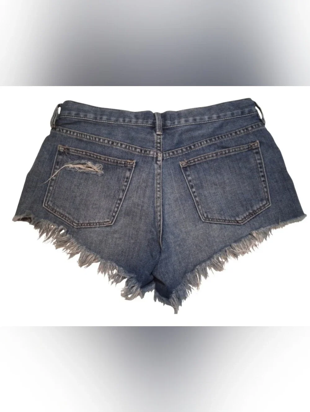 We The Free Distressed Denim Cut-Off Shorts  (free people) Size 28 Raw Hem Boho